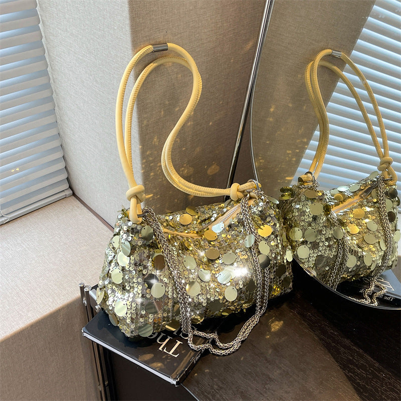 Elevate Your Style with the Women's Sequined Chain Shoulder Messenger Bag